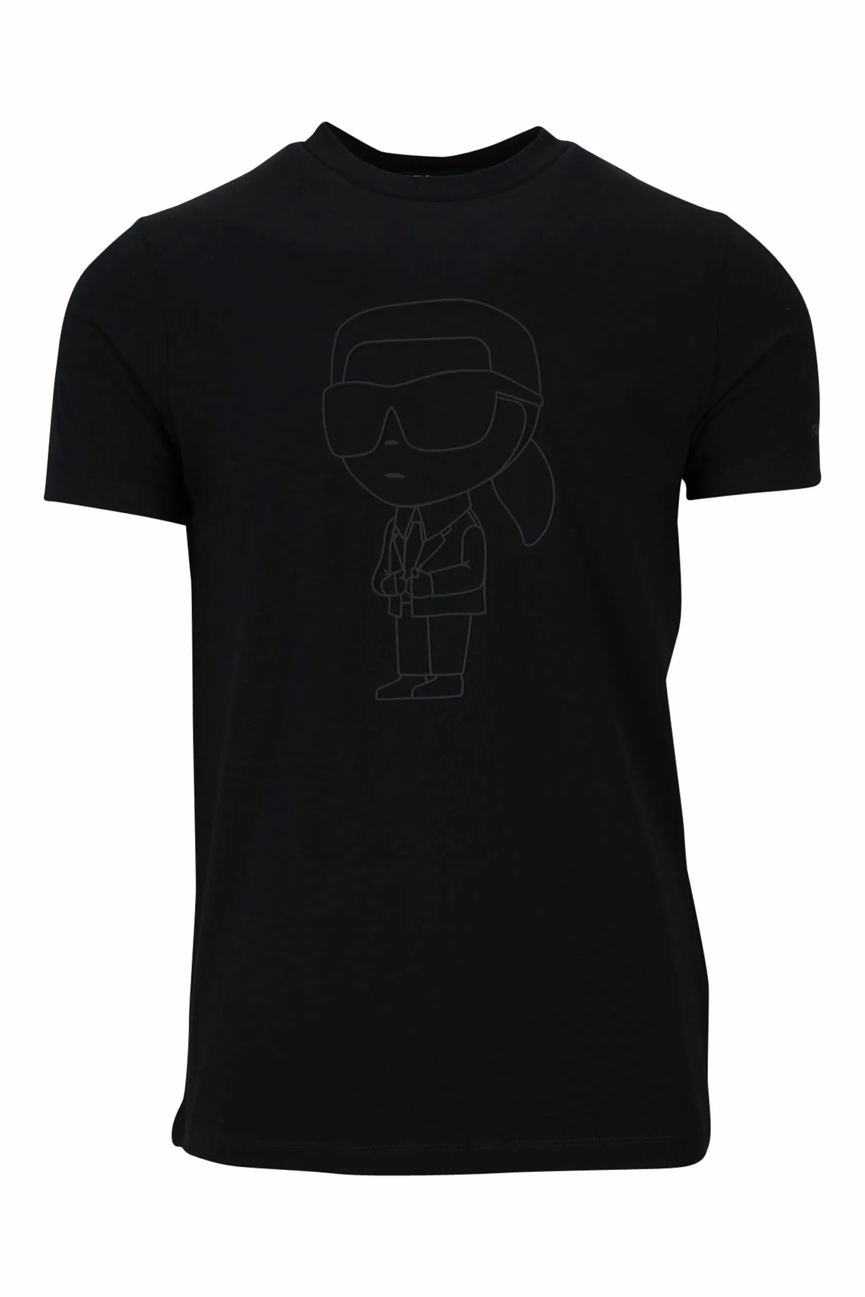 Camiseta negra con maxilogo monocromático de goma