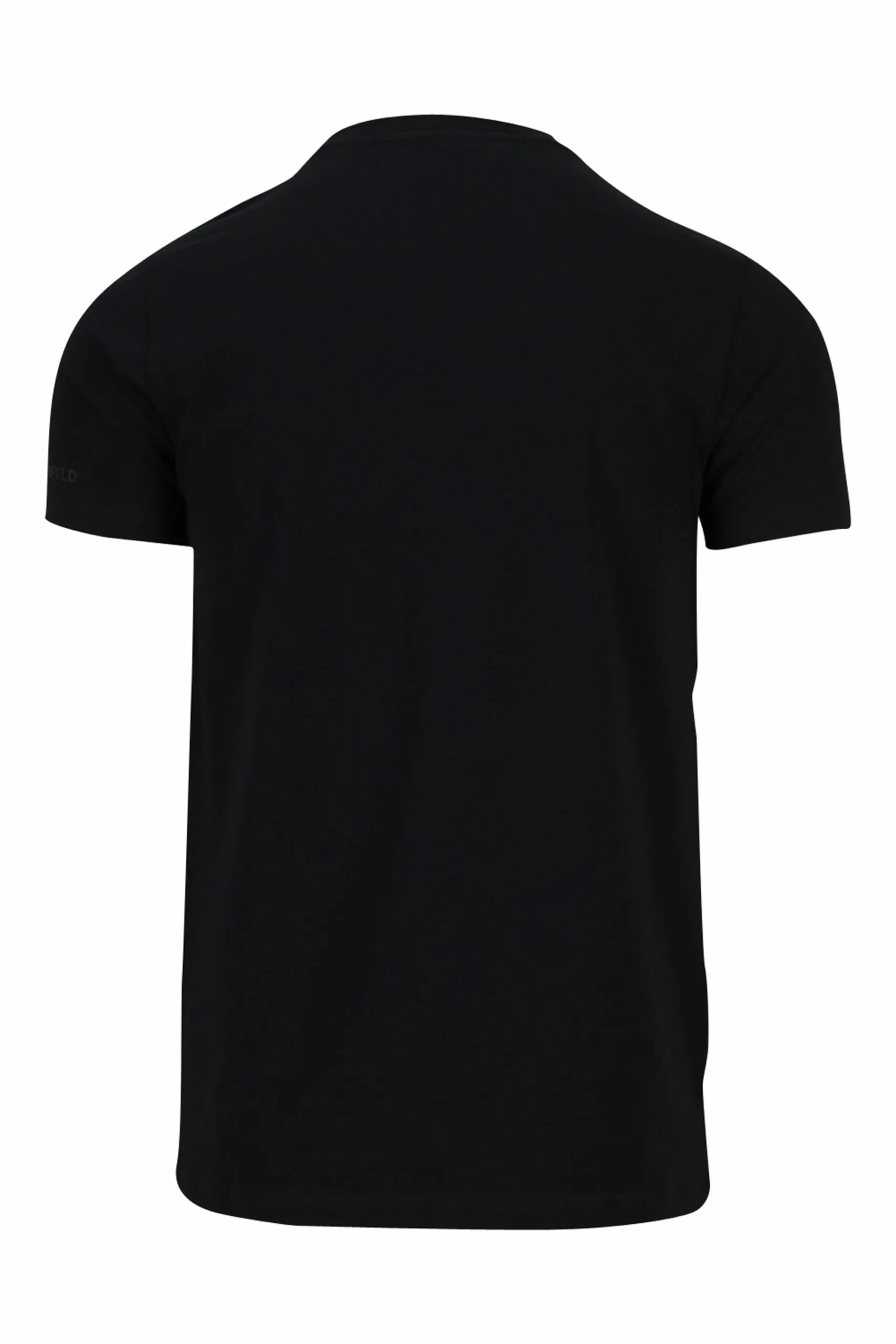 Camiseta negra con maxilogo monocromático de goma