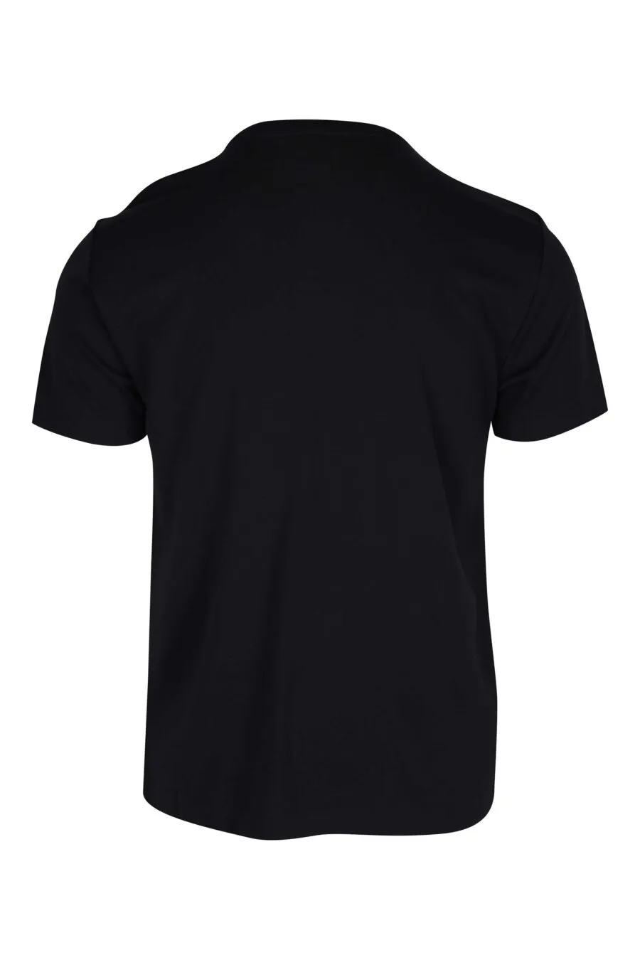 Camiseta negra con minilogo monocromático y cinta en hombros