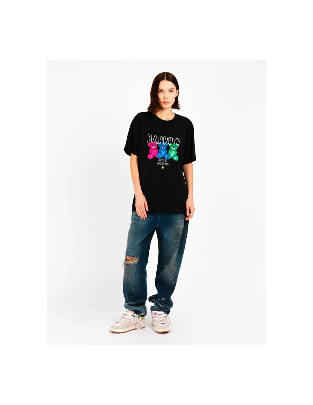 Camiseta negra con triple Teddy impreso