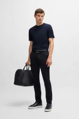 Camiseta regular fit de punto de algodón con cuello acanalado