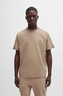 Camiseta relaxed fit de punto de algodón con logo tonal