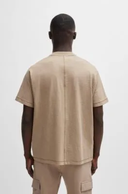 Camiseta relaxed fit de punto de algodón con logo tonal