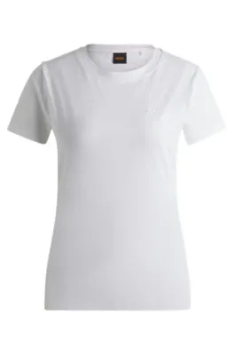 Camiseta slim fit de punto de algodón con logo tonal