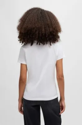 Camiseta slim fit de punto de algodón con logo tonal