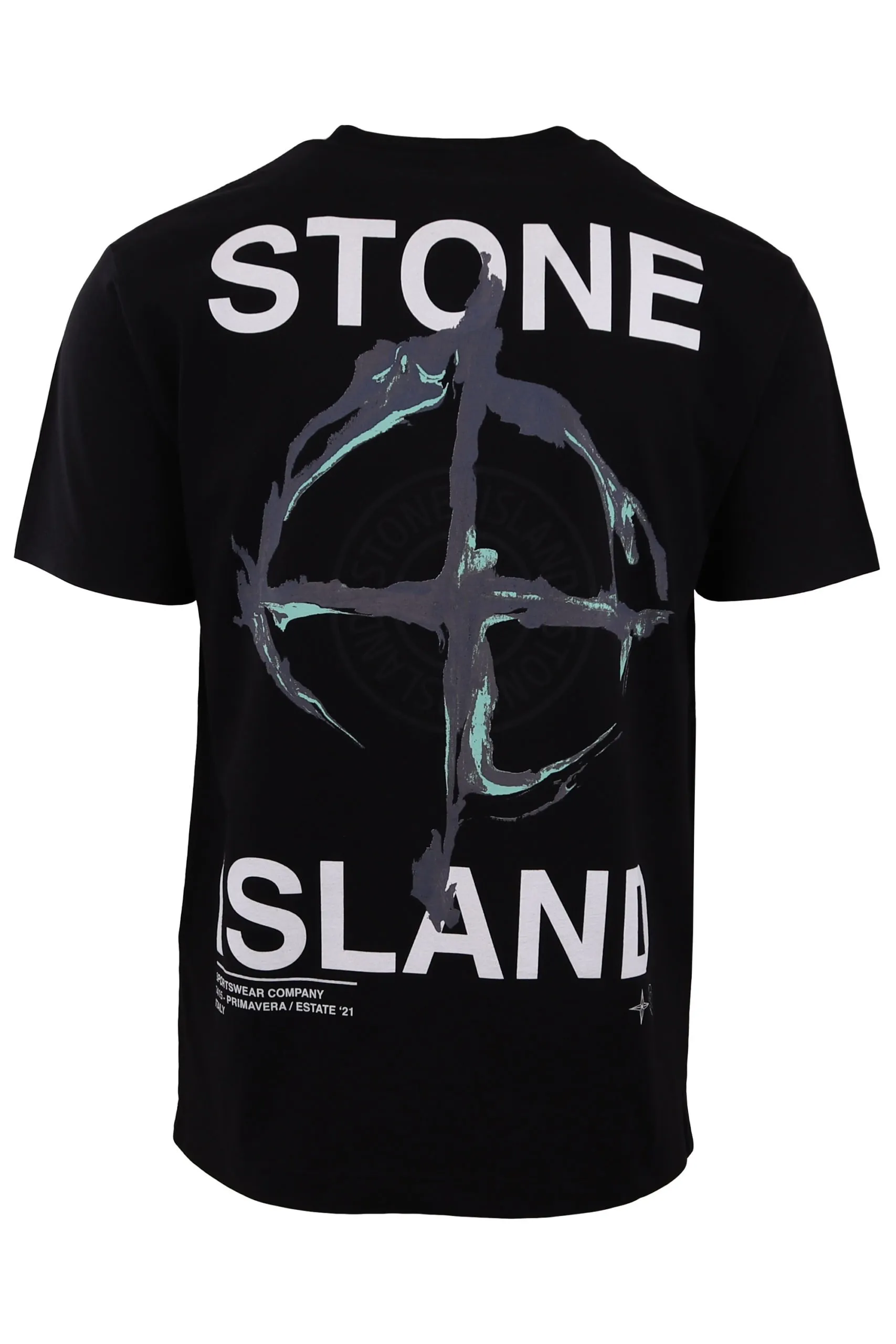 Camiseta Stone Island negra con logo pequeño