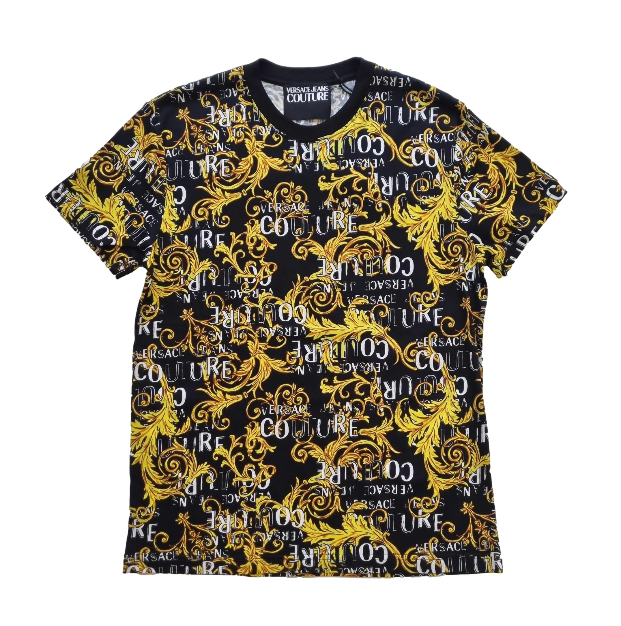 CAMISETA VERSACE JEANS COUTURE 74GAH6S0 BAROQUE AMARILLONEGRO