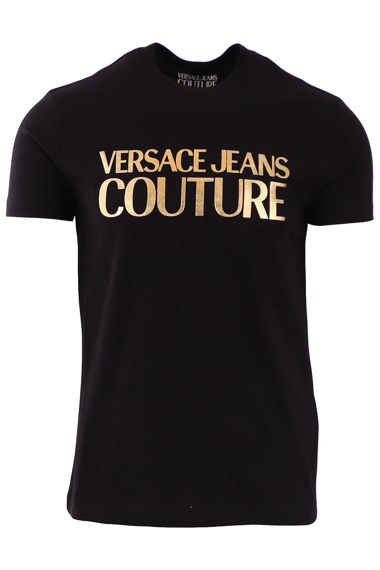 Camiseta Versace Jeans Couture negra con logo escrito dorado