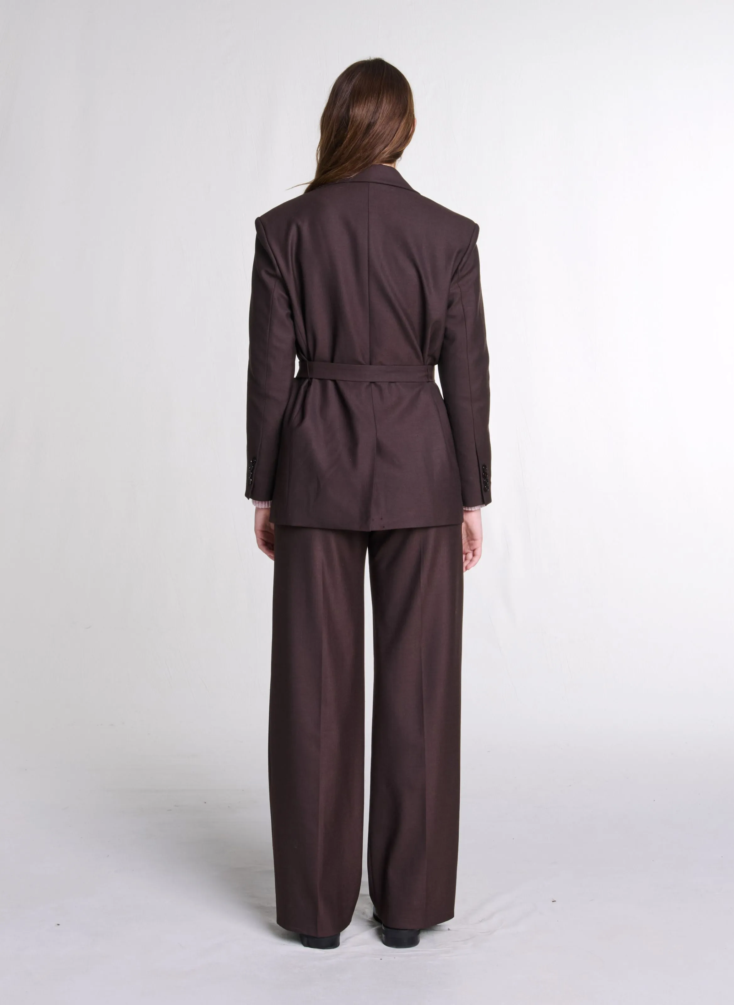 Chaqueta sastre recta en marron