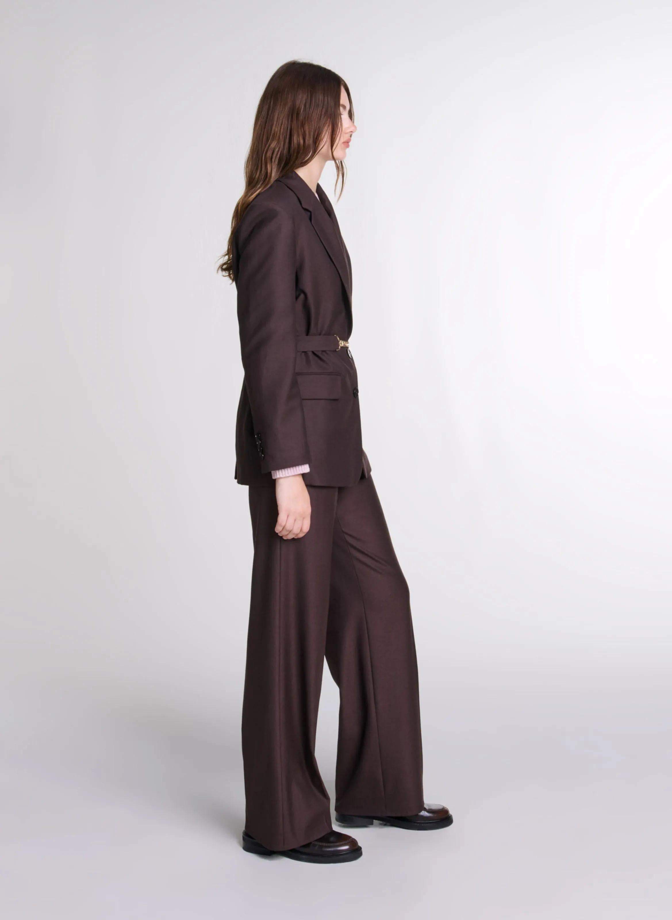 Chaqueta sastre recta en marron