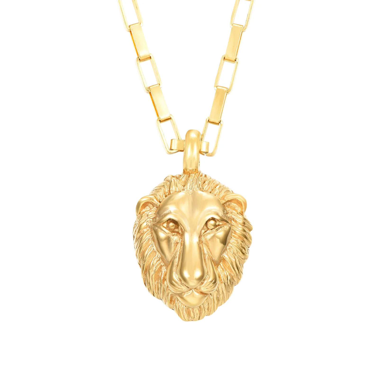 Collar Acero Dorado León