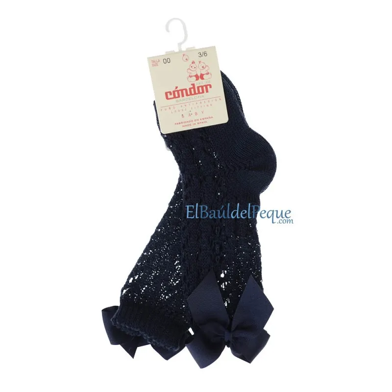 CONDOR Calcetines Lazos Altos Calados Marino 480