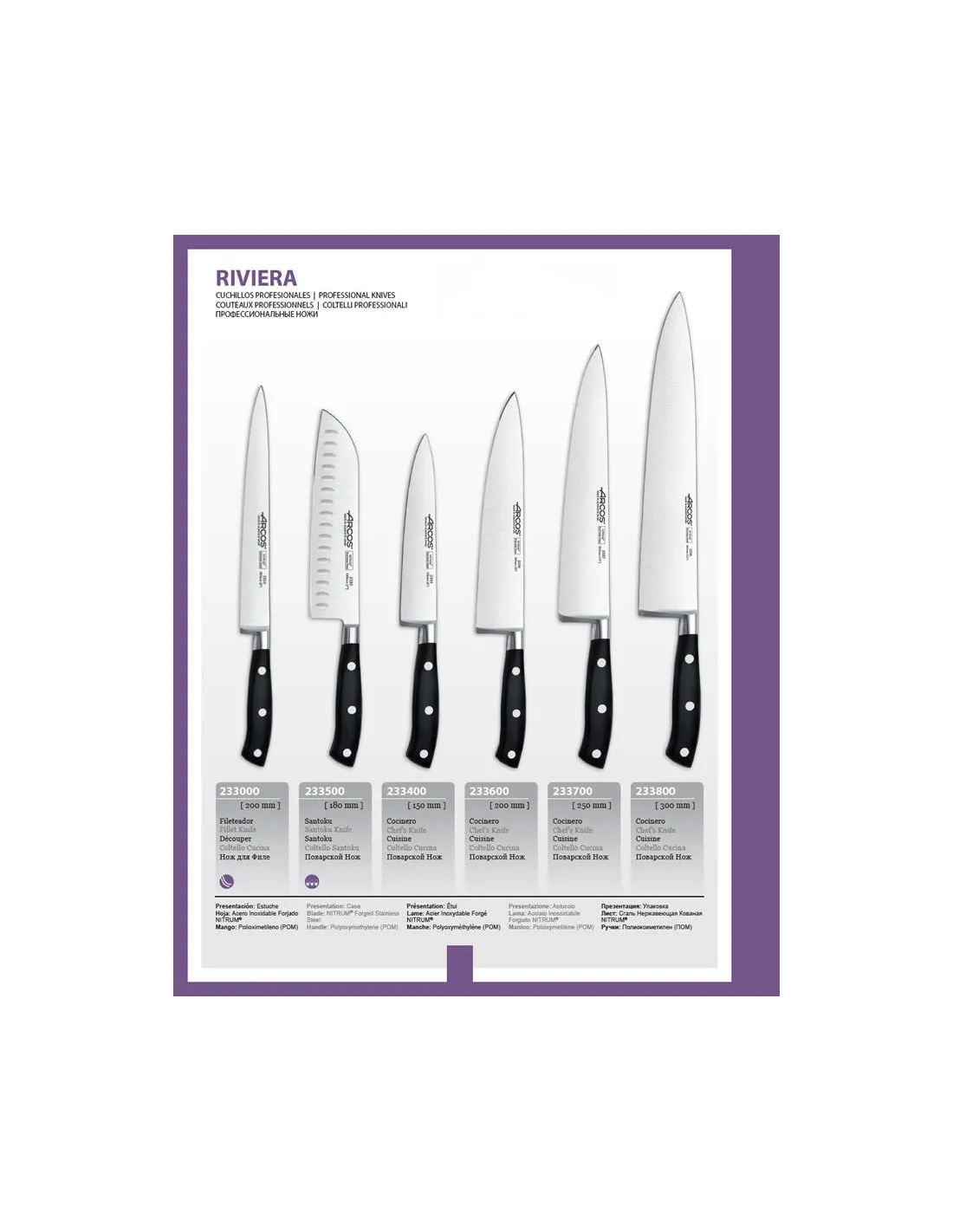 Cuchillo cocinero Riviera, hoja 300 mm.