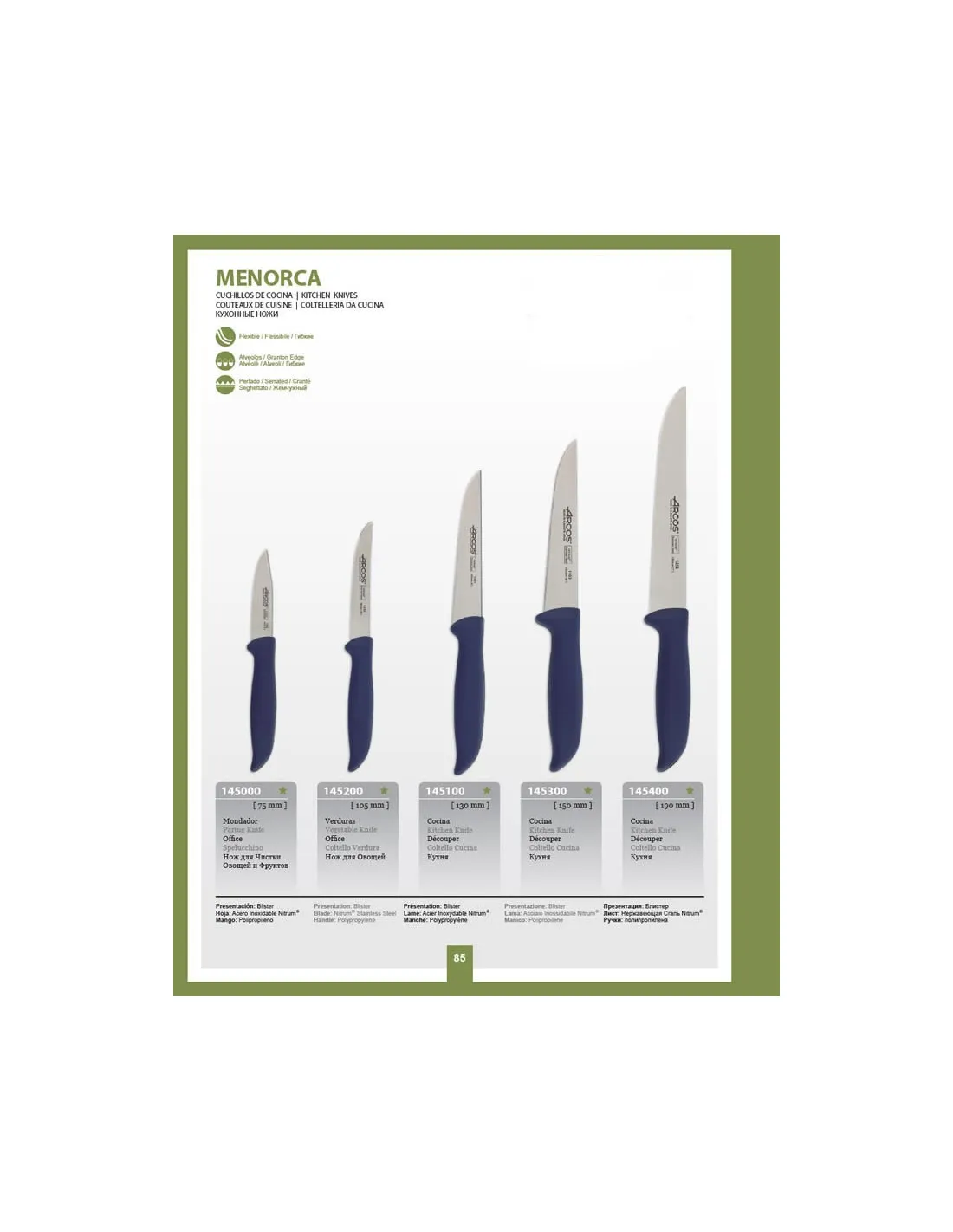 Cuchillo para verduras serie Menorca, hoja 105 mm.