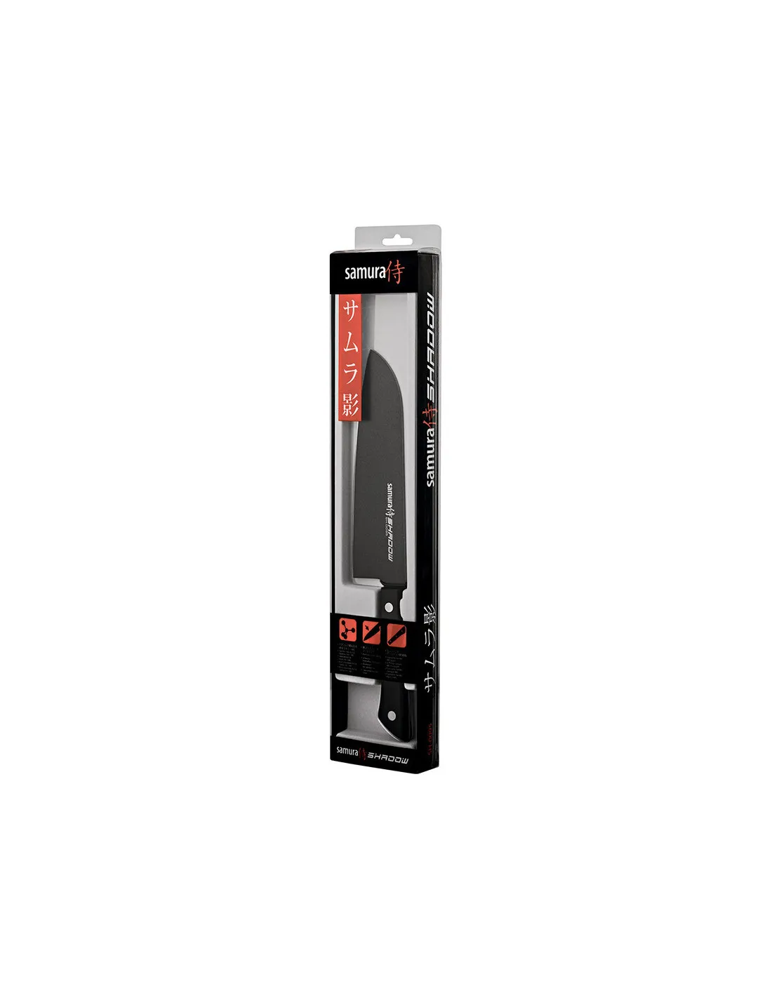 Cuchillo Santoku Samura modelo Shadow, hoja 175 mm.