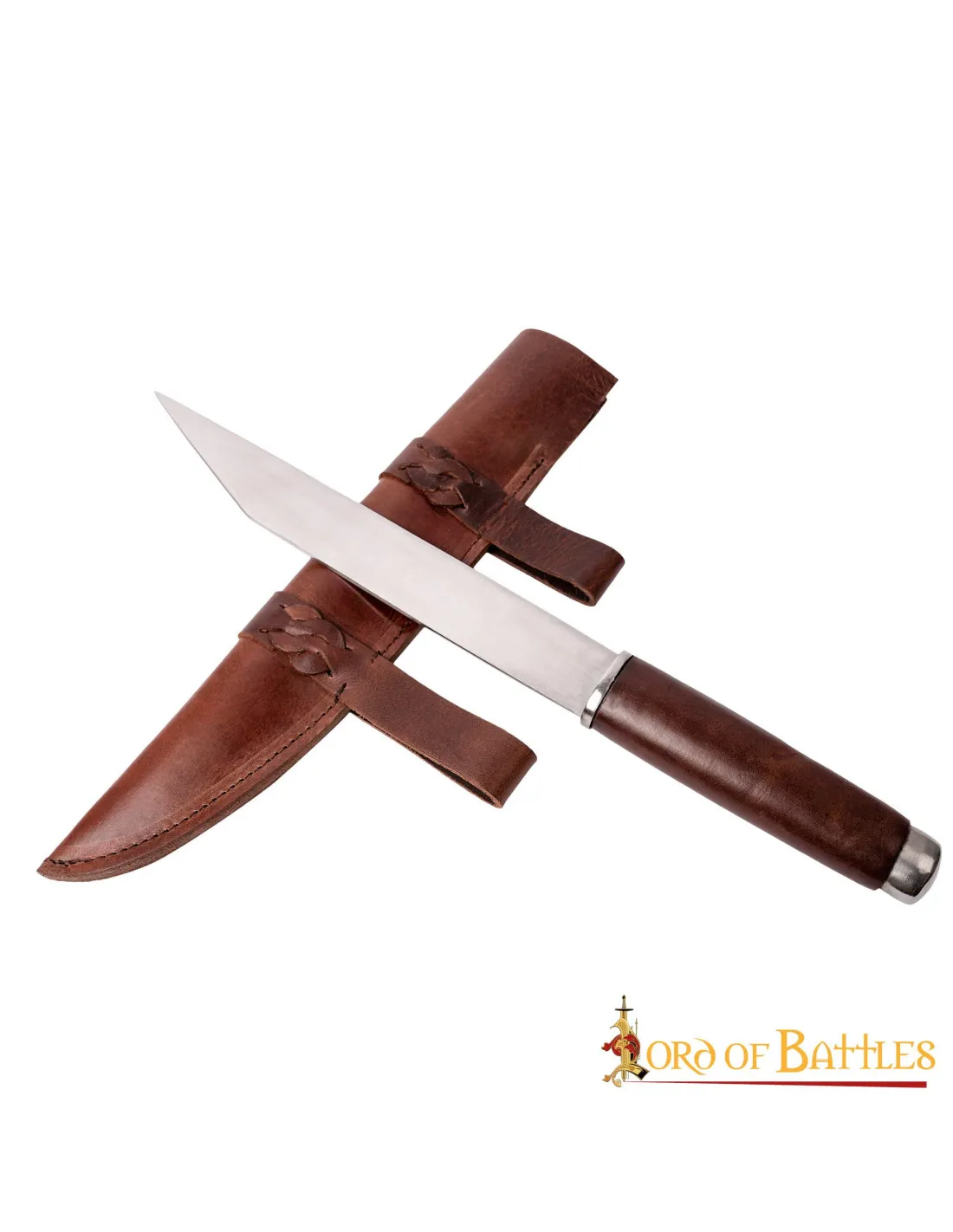 Cuchillo Seax vikingo con funda en cuero