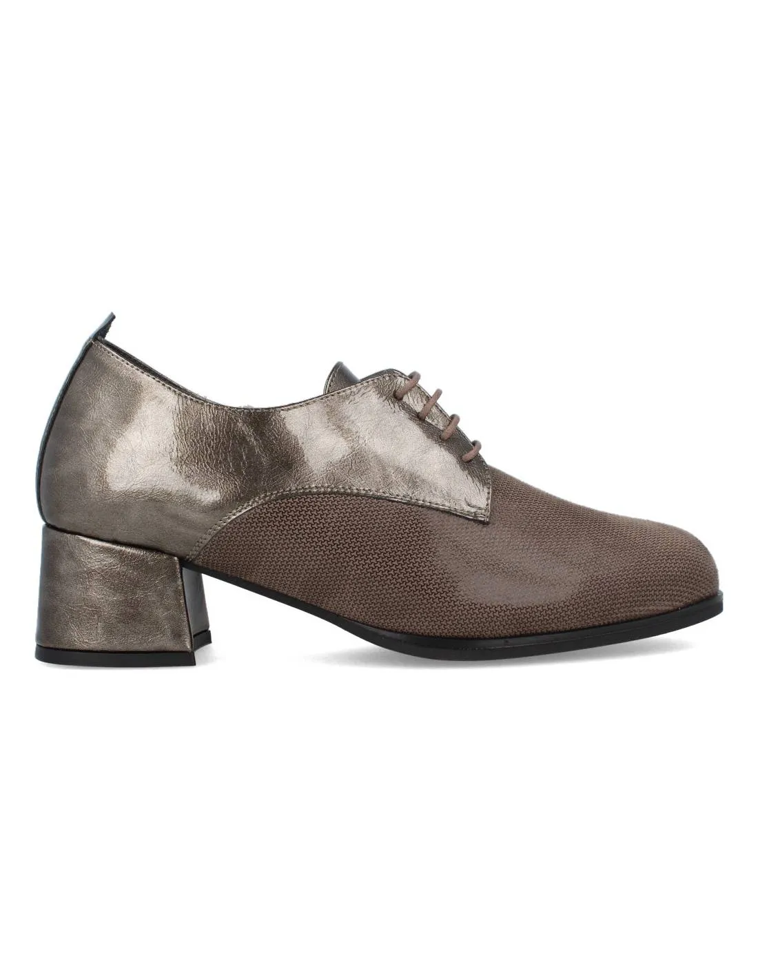 DOCTOR CUTILLAS  ZAPATO TACóN CORDONES COMBINADO TAUPE