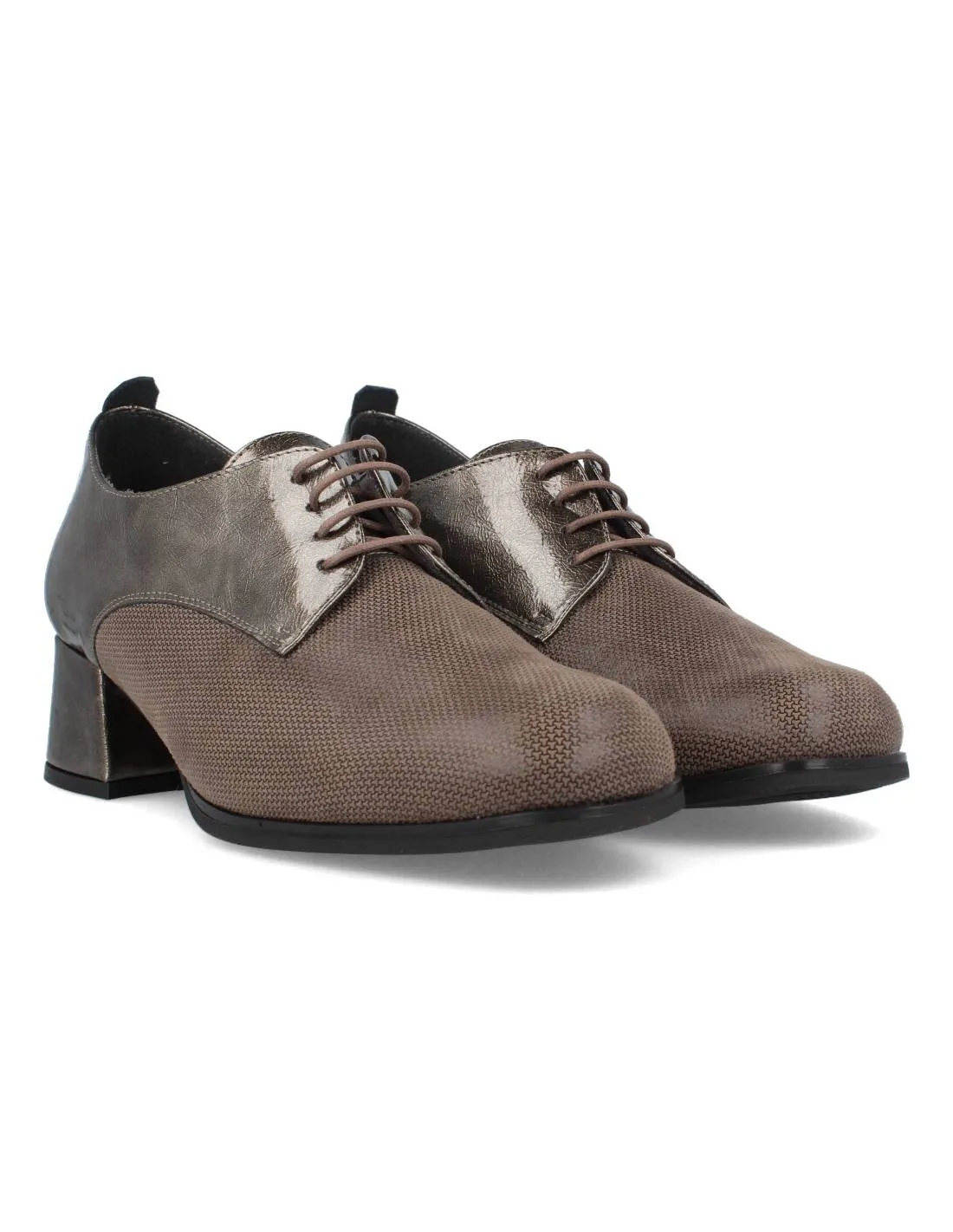 DOCTOR CUTILLAS  ZAPATO TACóN CORDONES COMBINADO TAUPE