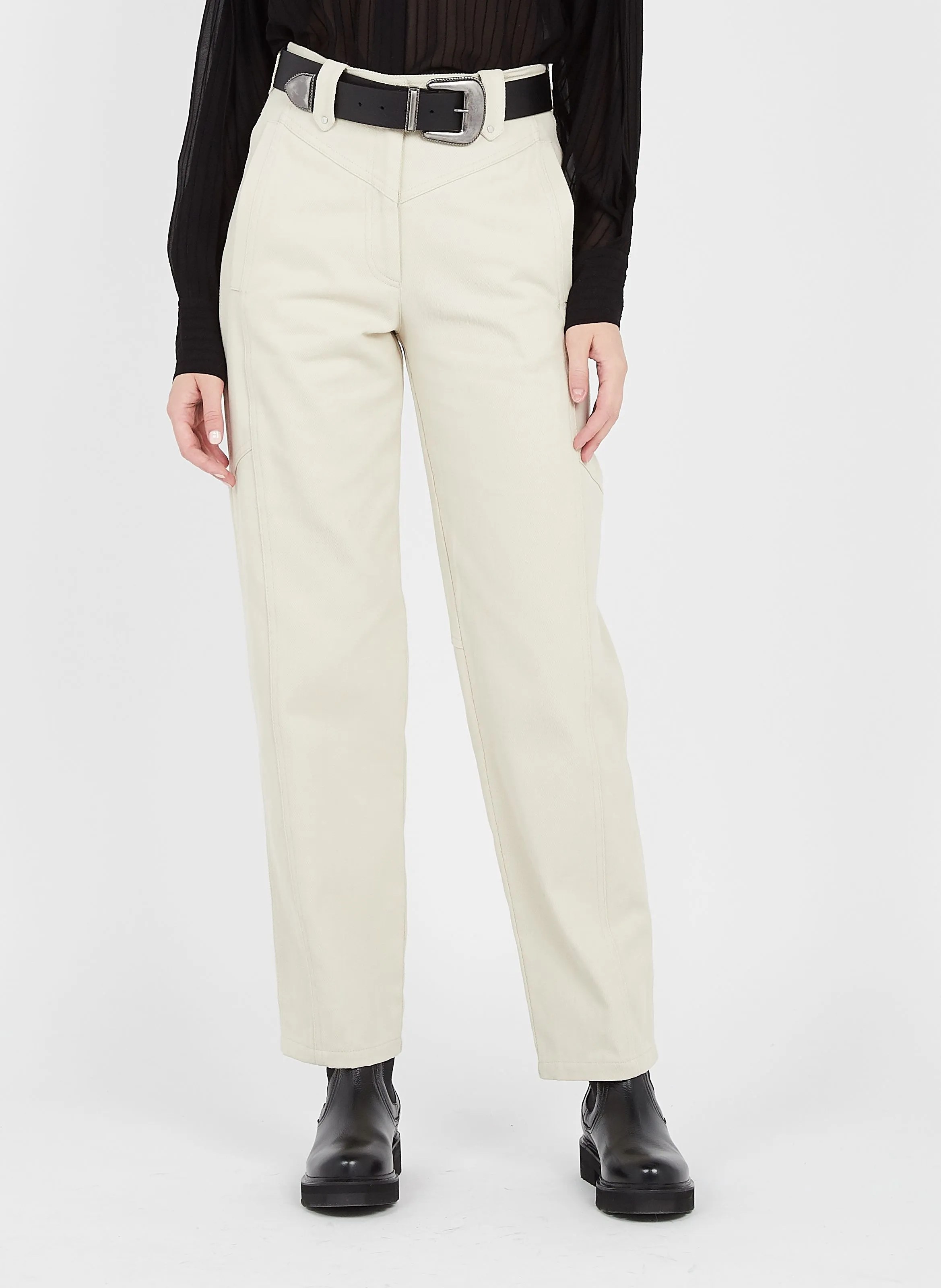 FULONA  PANTALóN RECTO DE ALGODóN EN BEIGE
