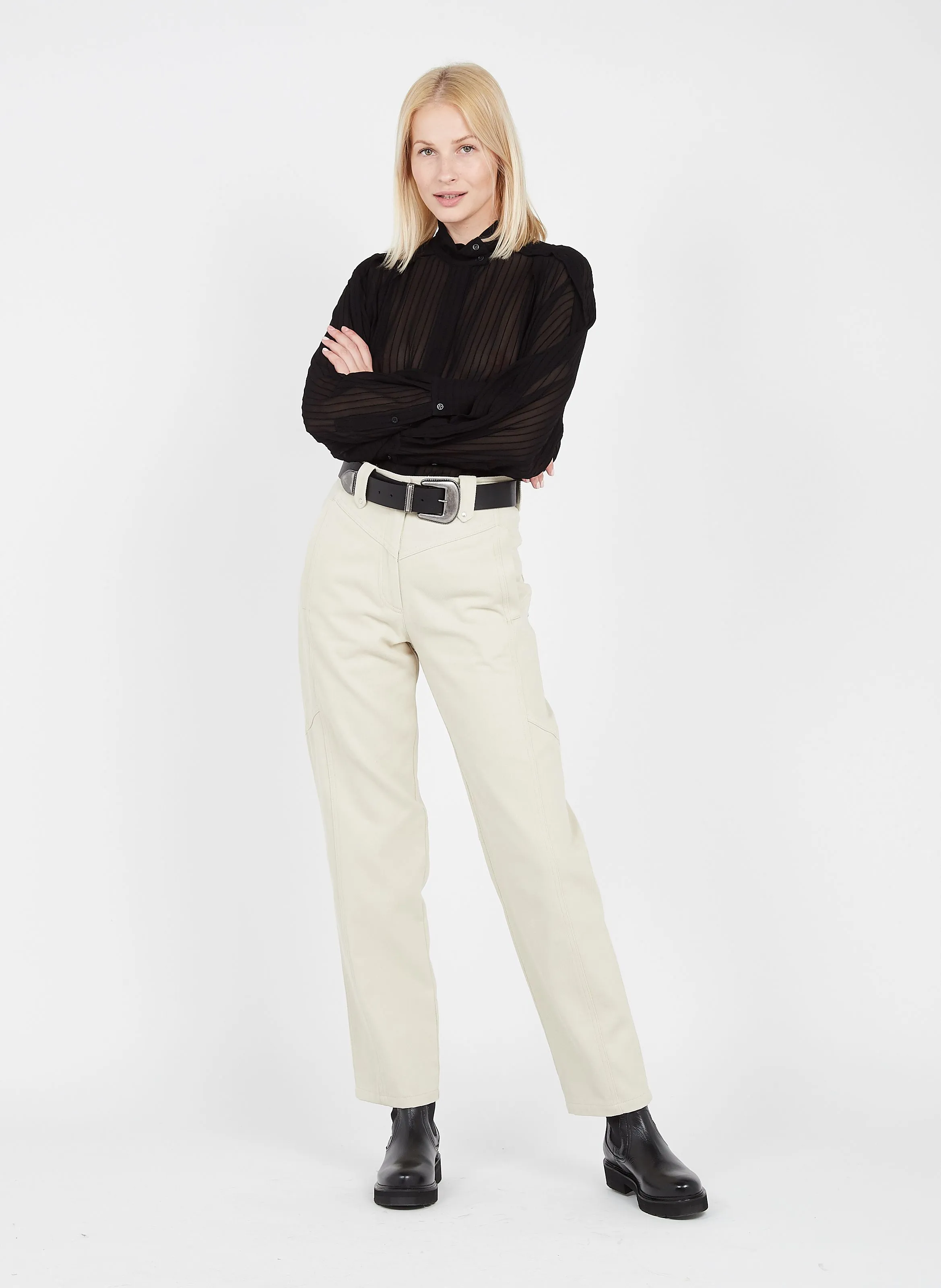 FULONA  PANTALóN RECTO DE ALGODóN EN BEIGE