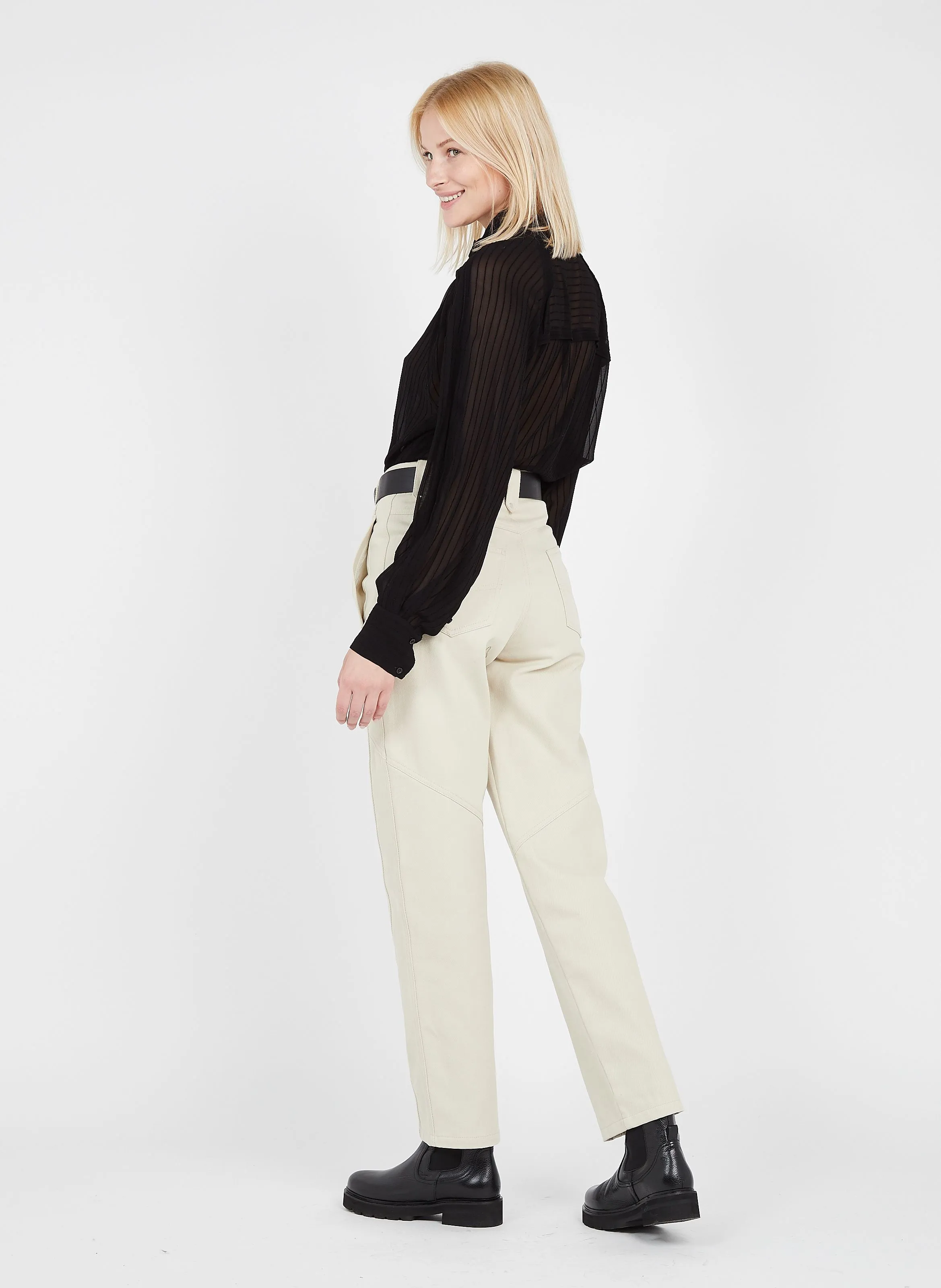 FULONA  PANTALóN RECTO DE ALGODóN EN BEIGE