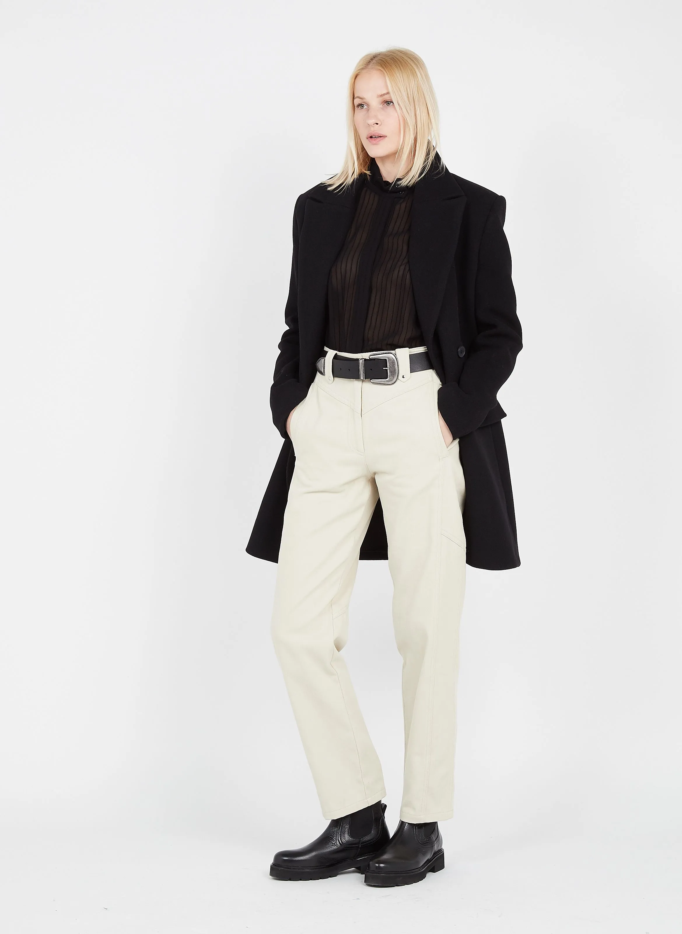 FULONA  PANTALóN RECTO DE ALGODóN EN BEIGE