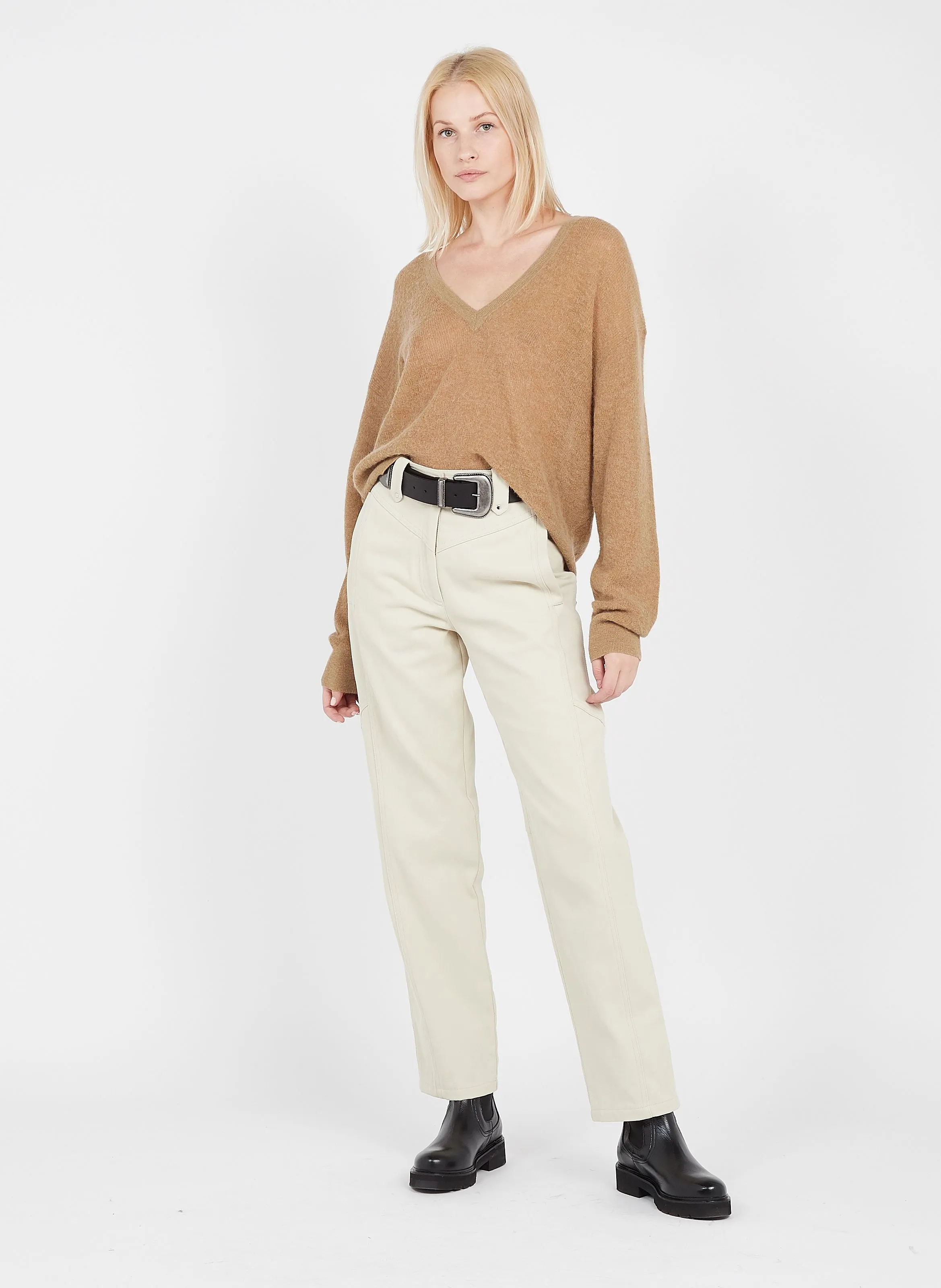 FULONA  PANTALóN RECTO DE ALGODóN EN BEIGE