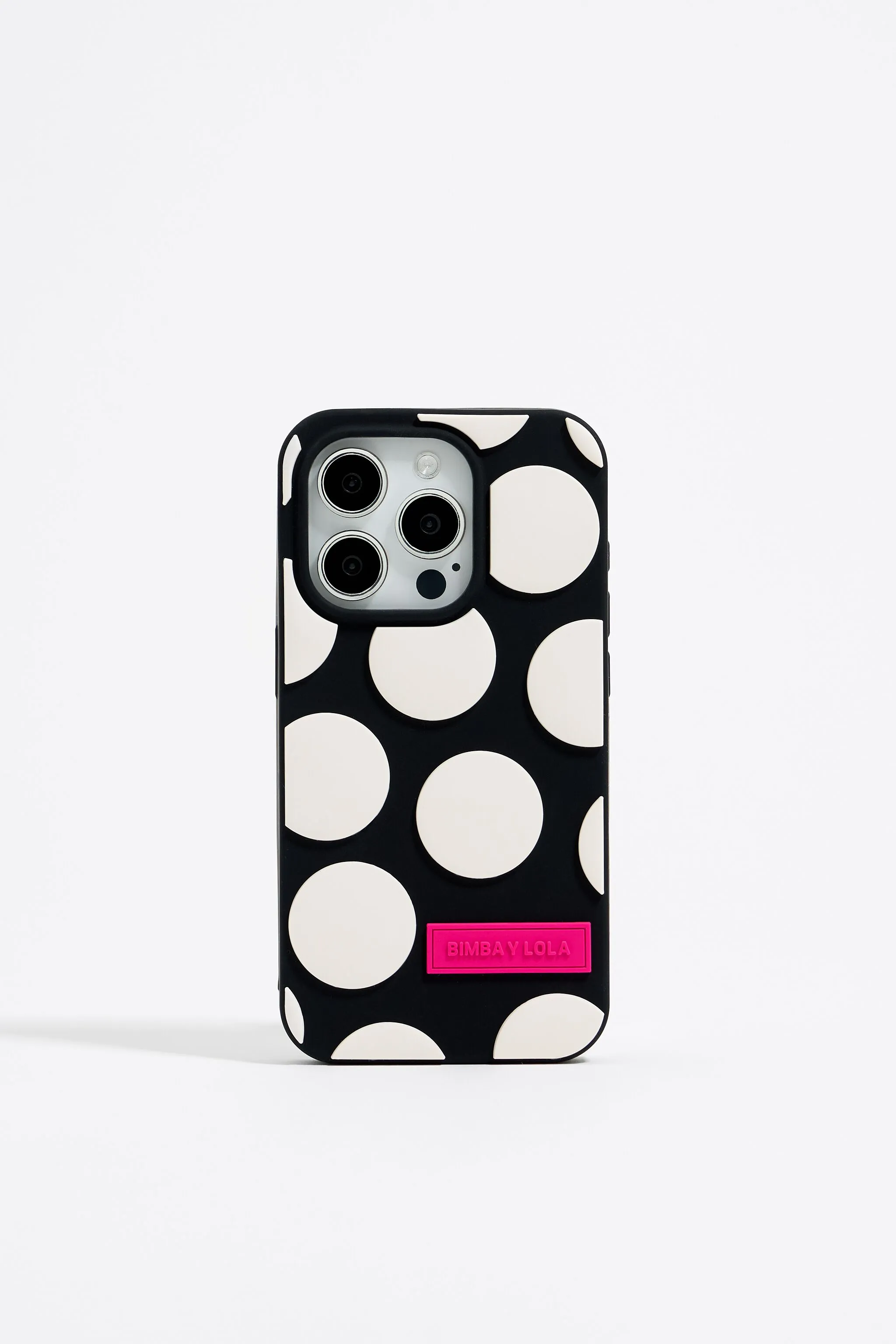 Funda iPhone 15 Pro silicona dots negra