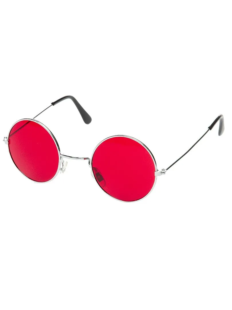 GAFAS REDONDAS DISFRAZ DE HIPPIE  ROJO