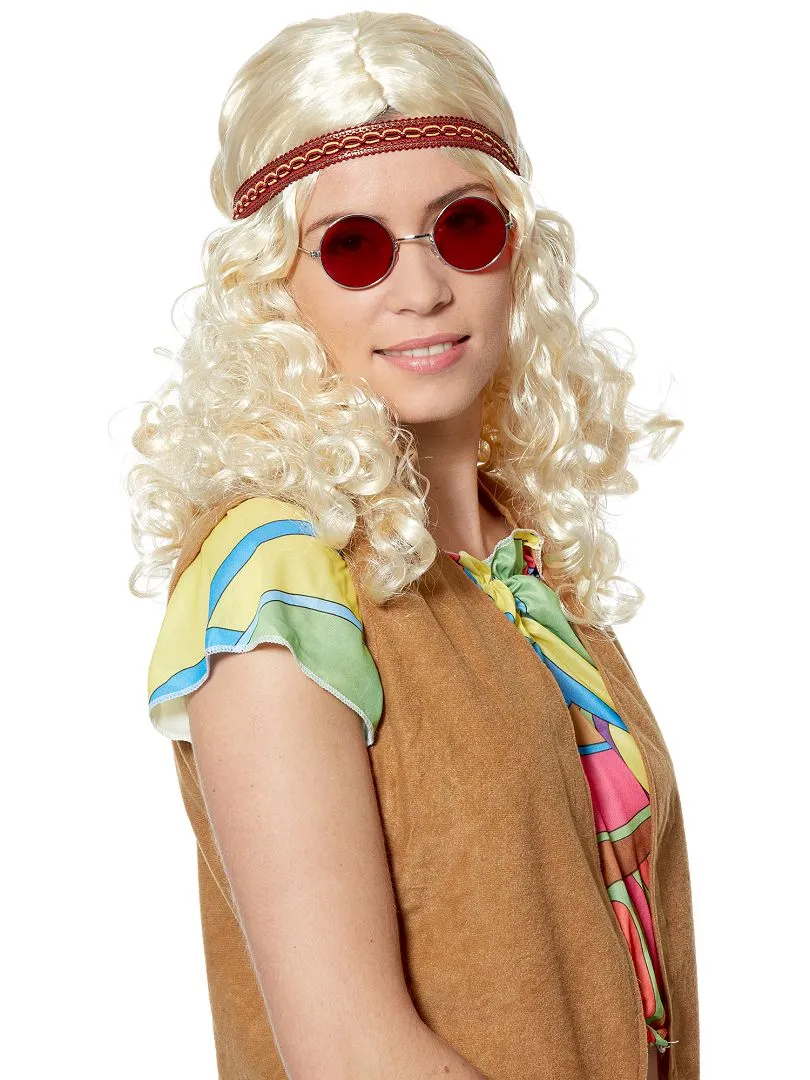GAFAS REDONDAS DISFRAZ DE HIPPIE  ROJO