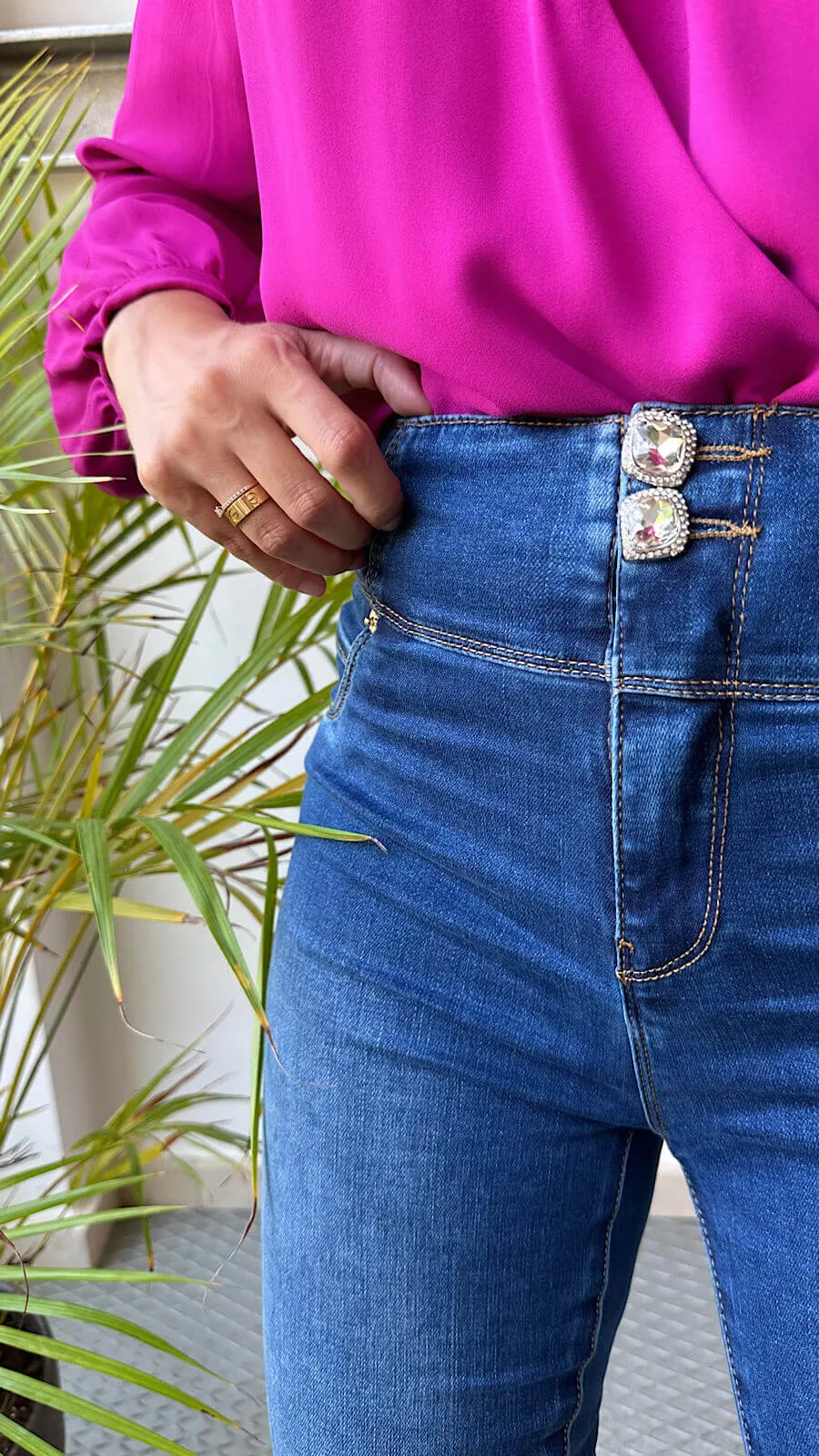 Jeans Doble Botón Joya