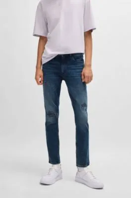 Jeans extra slim fit de denim elástico azul oscuro