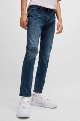 Jeans extra slim fit de denim elástico azul oscuro