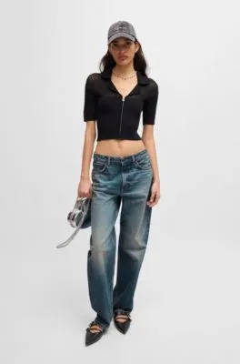 Jeans relaxed fit de denim azul con efecto teñido