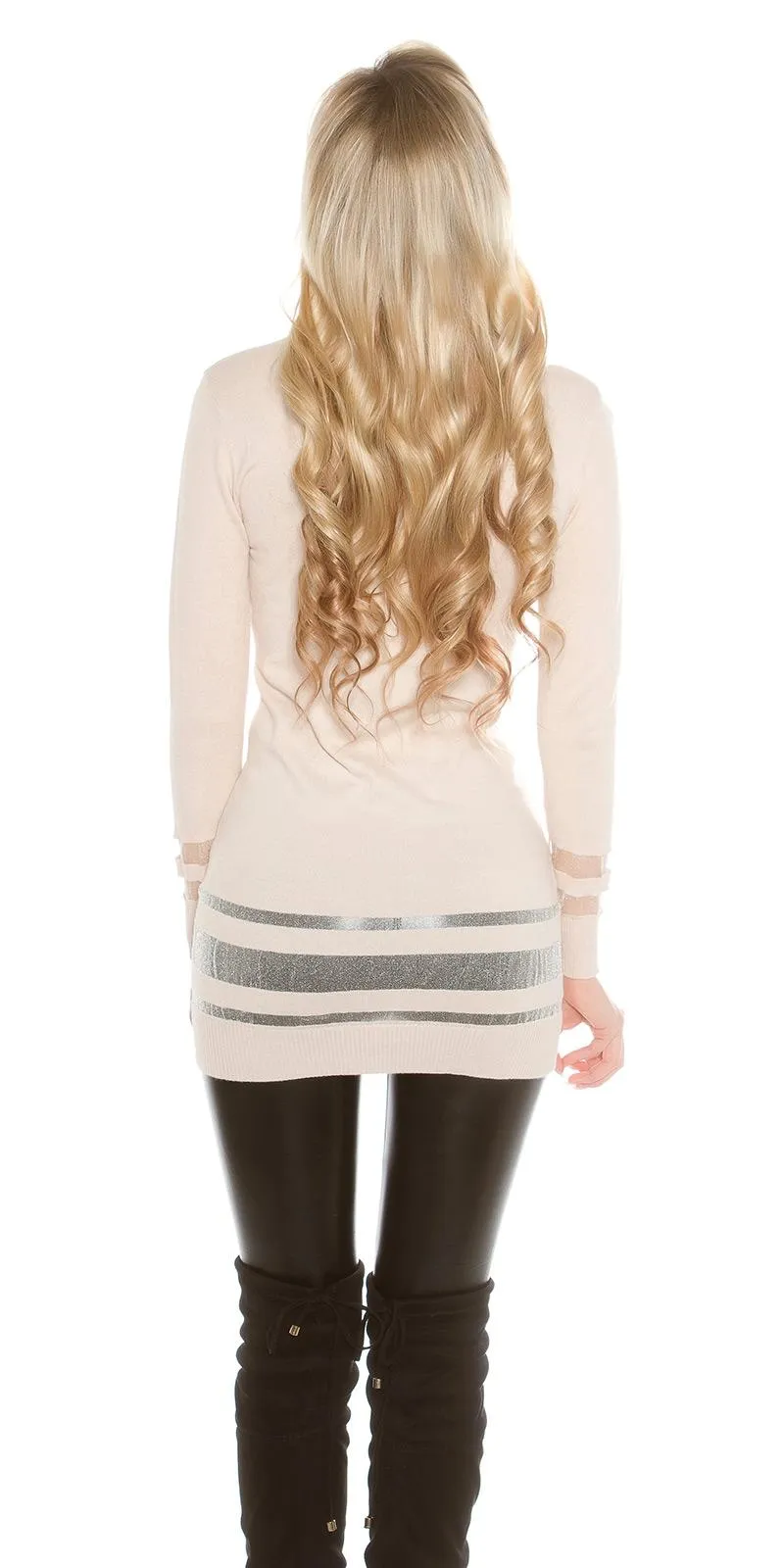 Jersey largo de cuello alto beige