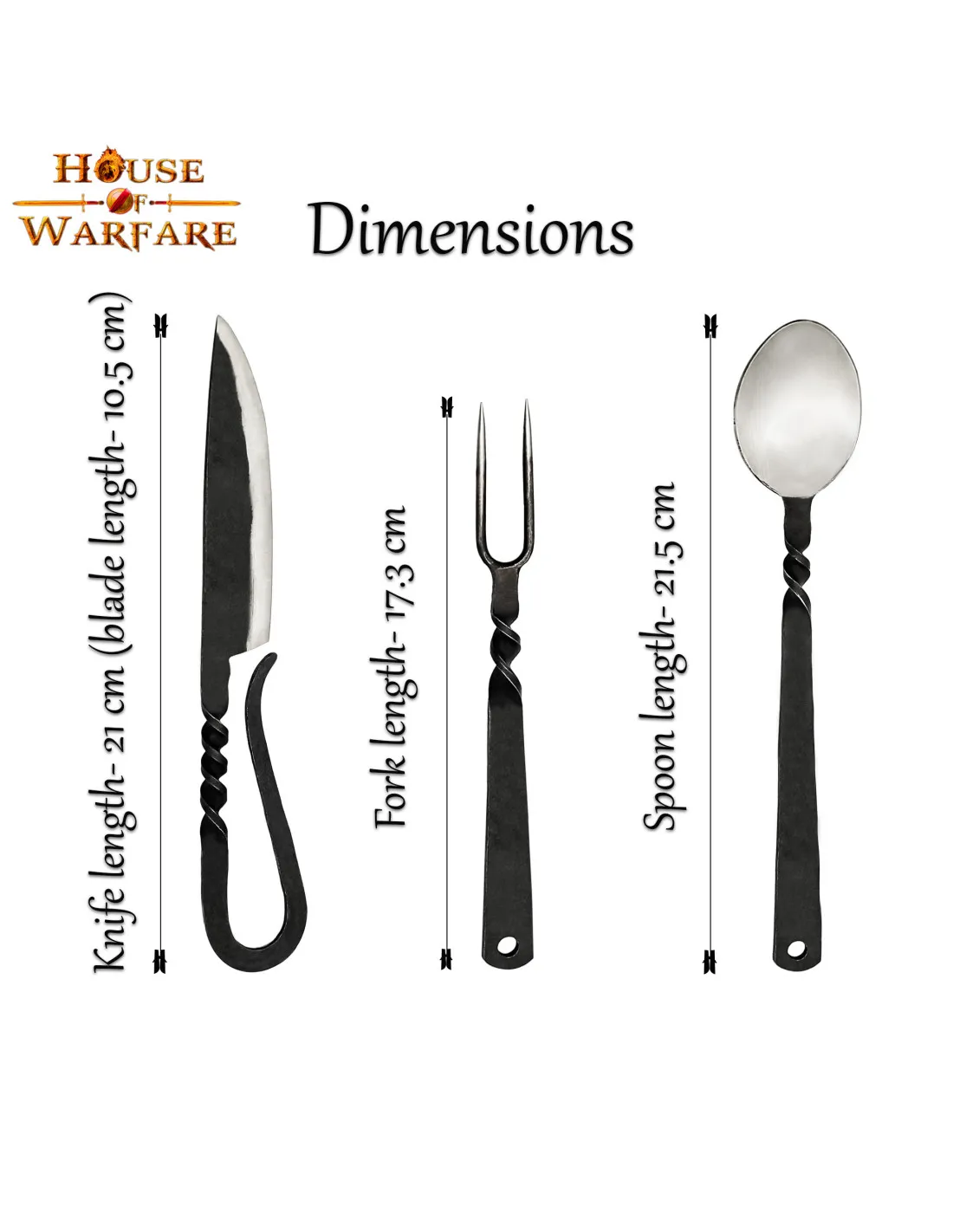 Juego cubiertos medievales: cuchara, tenedor y cuchillo