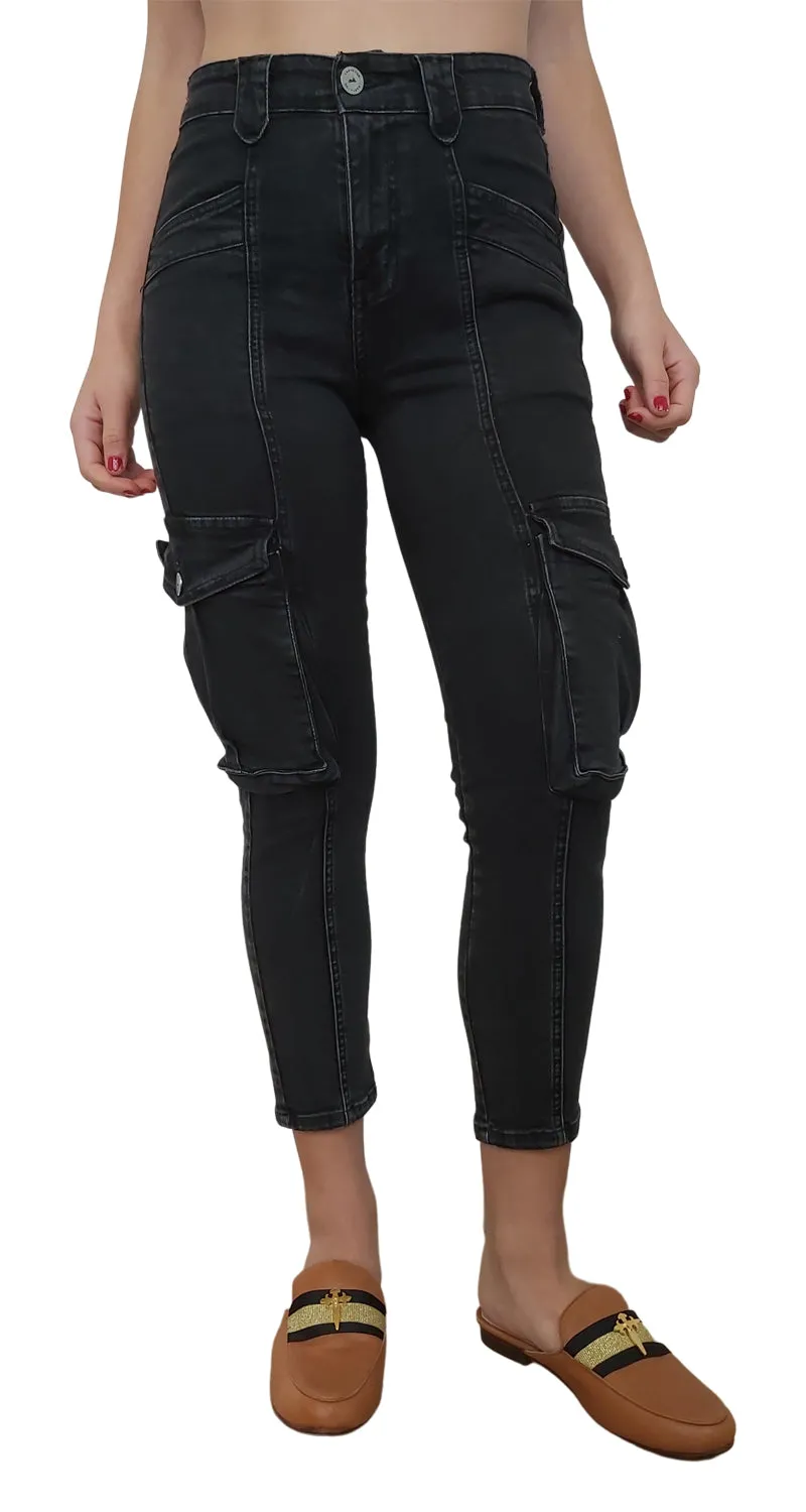 KARYN COO Pantalón Cargo Denim Negro
