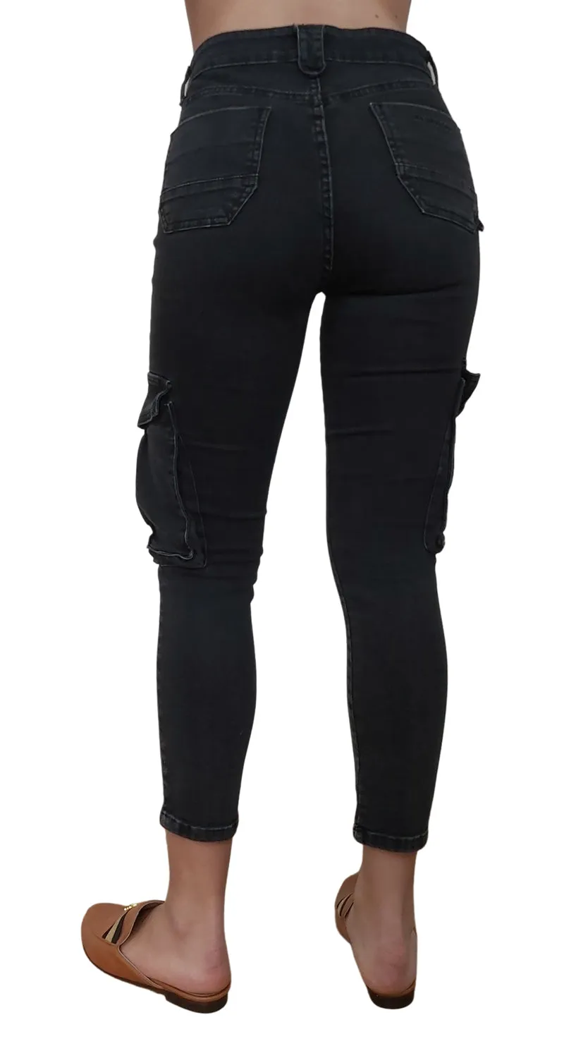 KARYN COO Pantalón Cargo Denim Negro