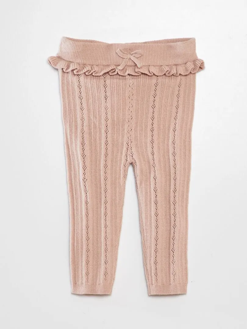 LEGGING DE PUNTO CALADO + CALCETINES  BEIGE