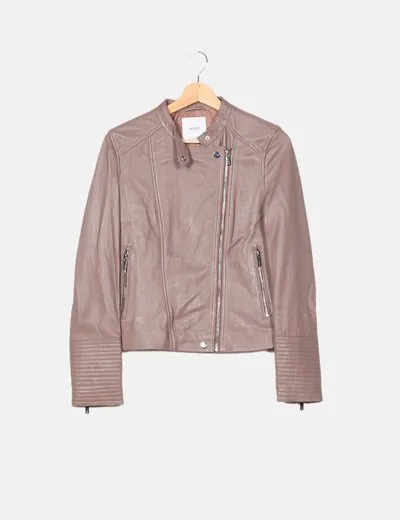 Mango Chaqueta biker taupe