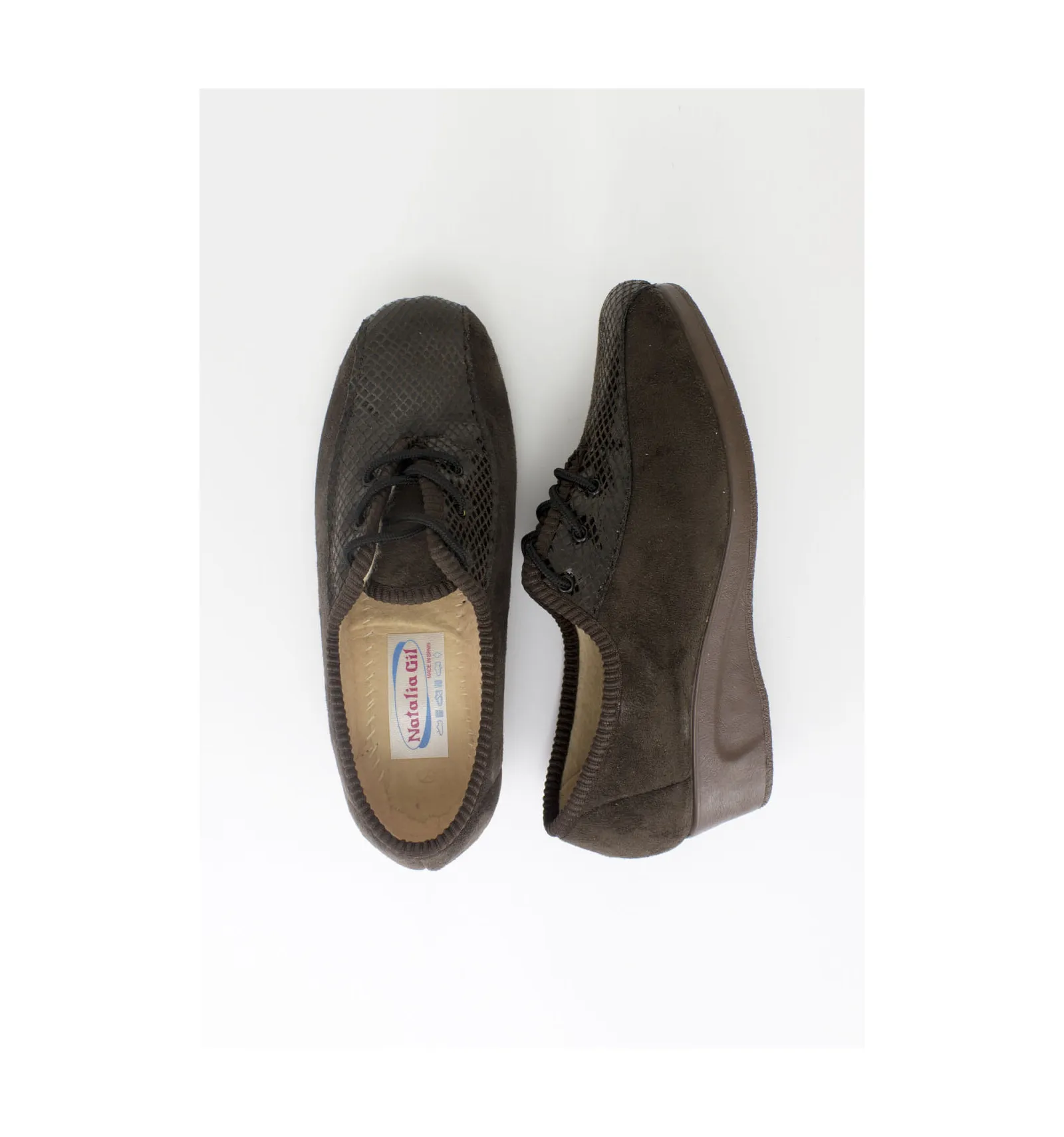 NATALIA  ZAPATILLA CON CORDONES COMBINADA MARRóN