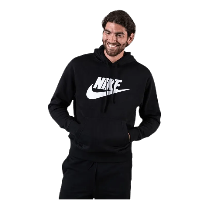 Nike Sportswear Club Fleece Men's Graphic Pullover Hoodie BLACK/BLACK/WHITE