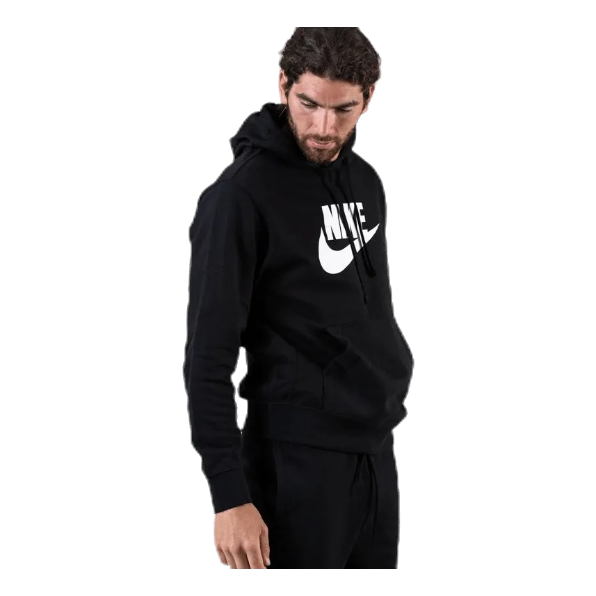 Nike Sportswear Club Fleece Men's Graphic Pullover Hoodie BLACK/BLACK/WHITE