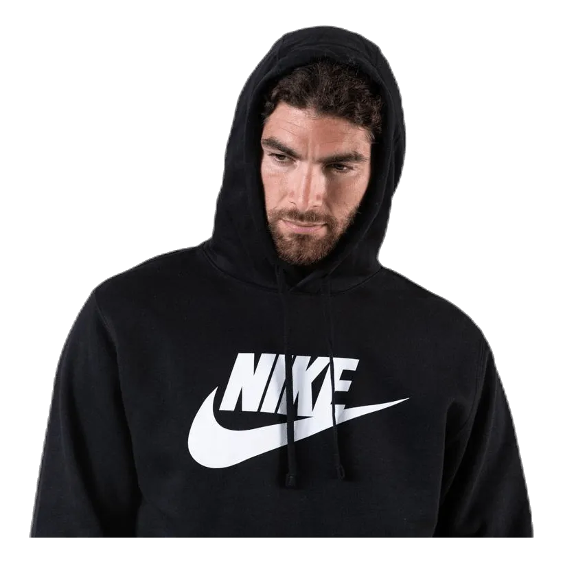 Nike Sportswear Club Fleece Men's Graphic Pullover Hoodie BLACK/BLACK/WHITE