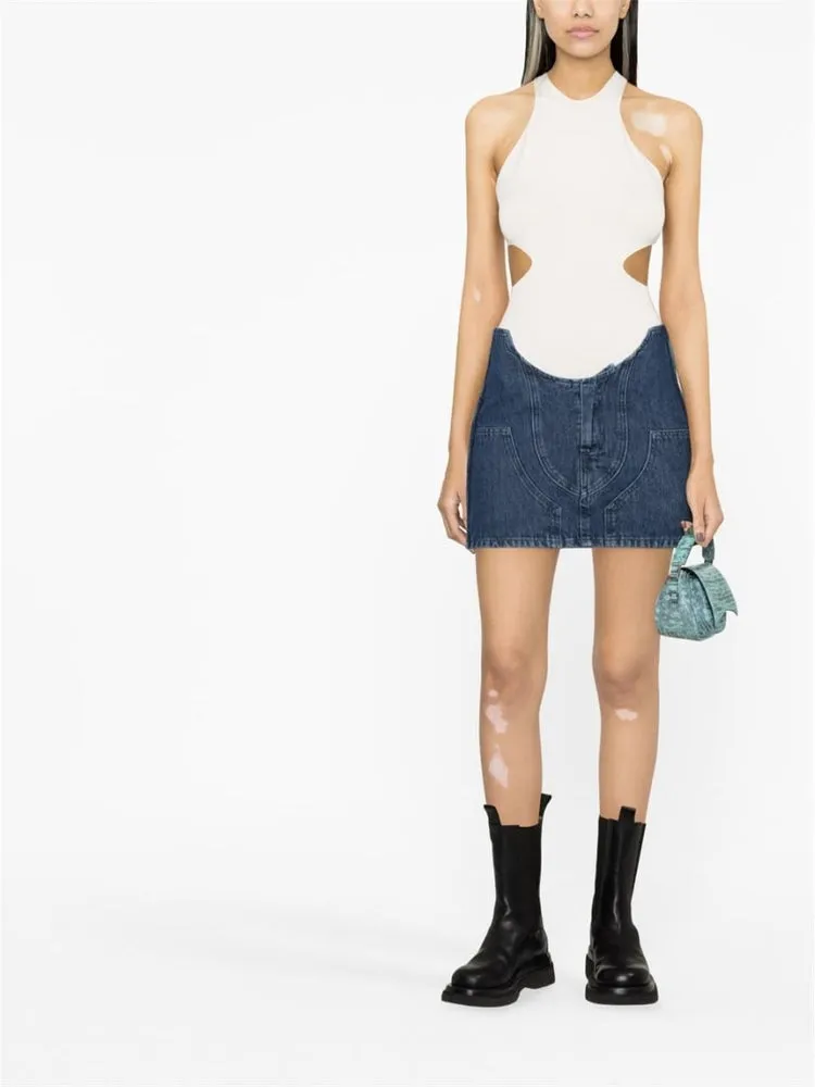 Off White Women Motorcycle Mini Skirt Blue No Color J