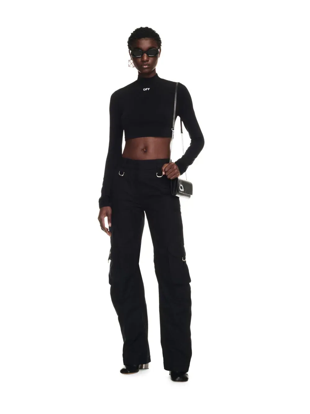 Off White Women Wo Blend Cargo Zip Pant Black No Color J