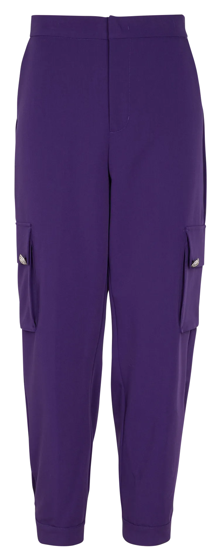 Pantalón amplio con botones joya en violeta