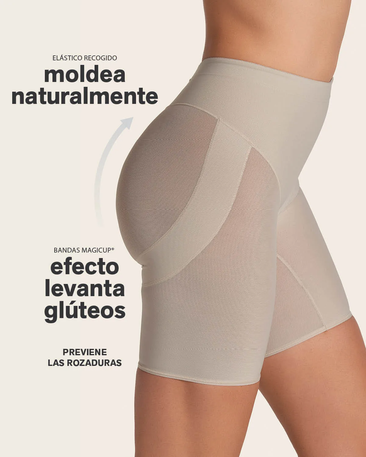 Panty faja tipo short levanta cola de control en abdomen