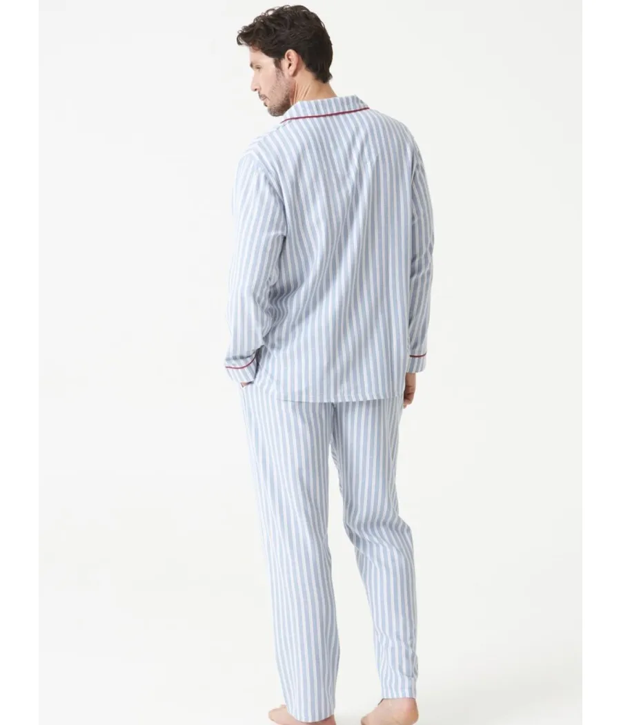 Pijama hombre largo J&J Brothers Popelín rayas abierto bolsillos