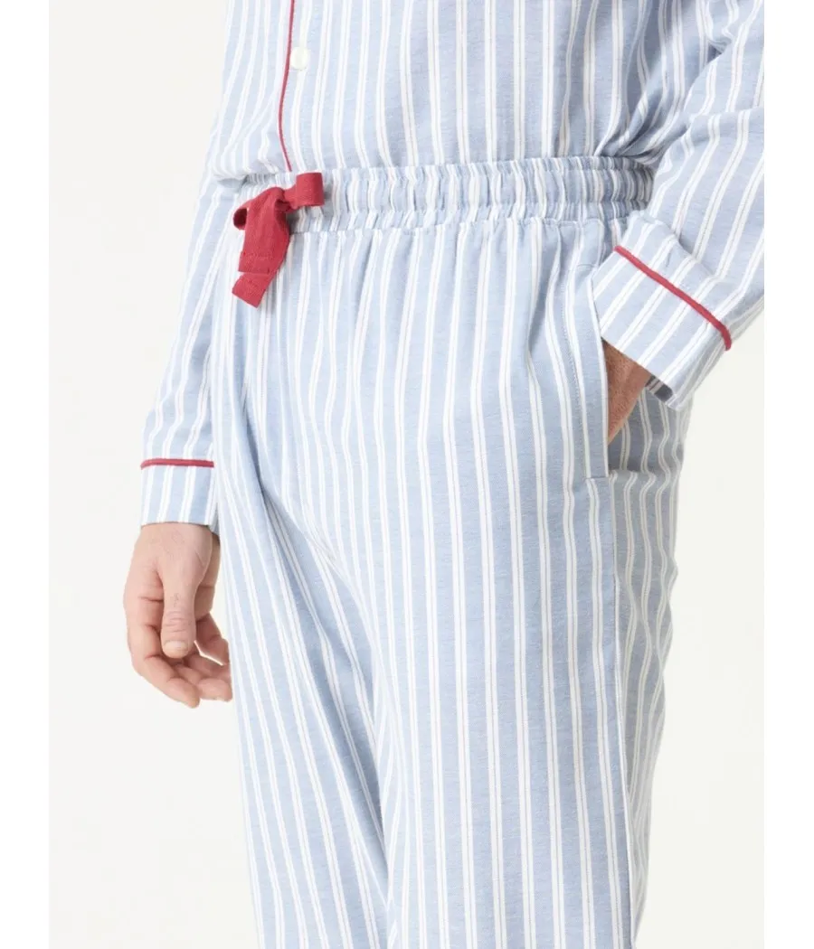 Pijama hombre largo J&J Brothers Popelín rayas abierto bolsillos